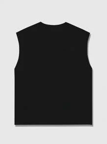 ROMWE MEN Street Life Camiseta sin mangas con estampado numérico para hombre, chaleco de verano casual y deportivo de cuello redondo, camiseta de tirantes con estampado de moda