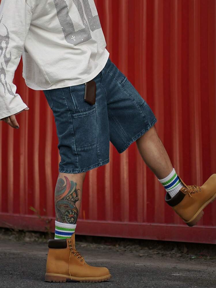 Summer Solid Black Casual Denim Shorts