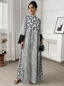 Al Najma 女士阿拉伯风格夏装，时尚、端庄 - 黑與白 - 查看 3