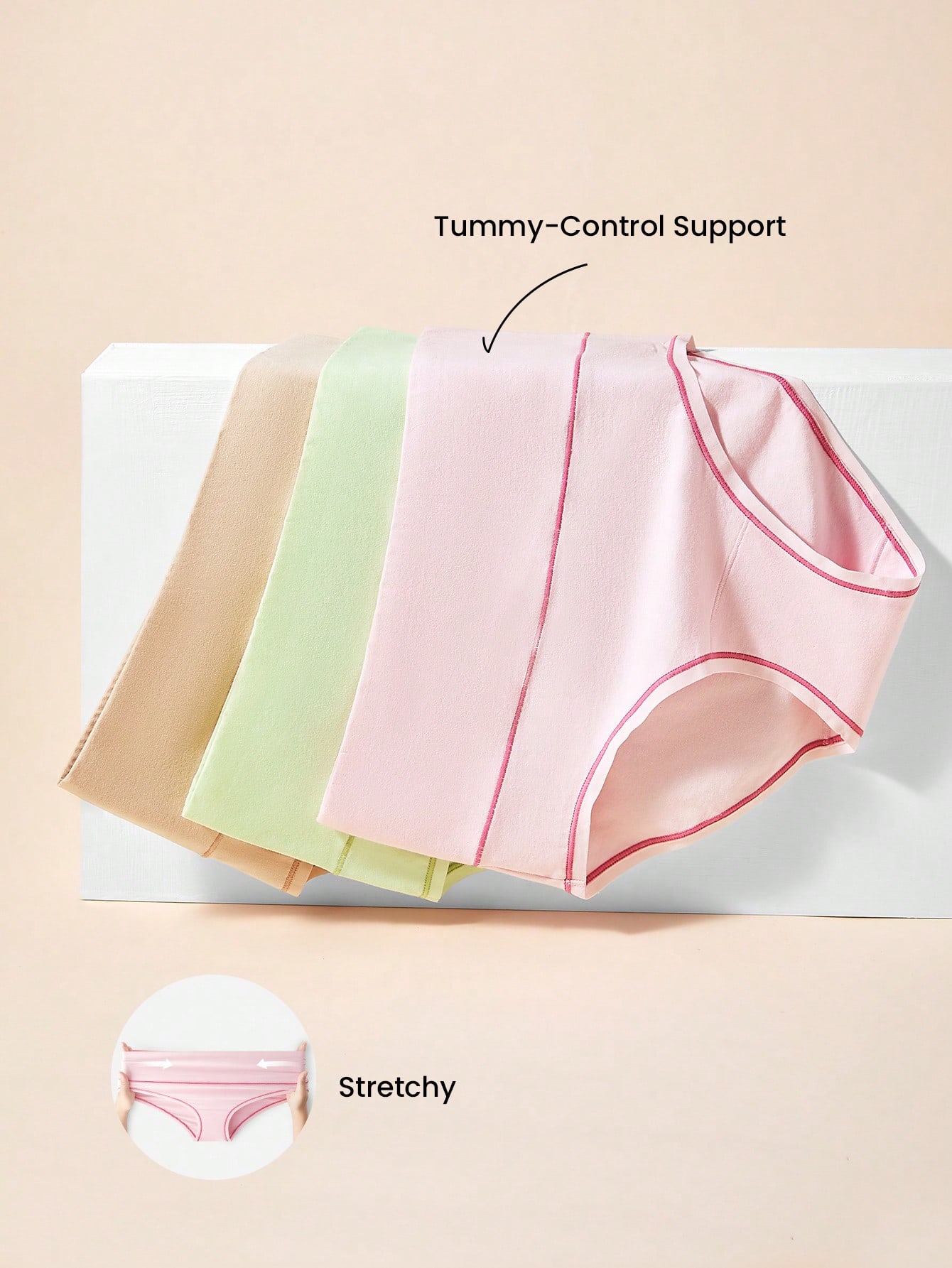 3 paquets de culottes hautes taille haute en coton aéré avec contrôle du ventre. Sous-vêtements pour femmes, ensemble de sous-vêtements avec design coloré. Lingerie pouvant être portée à l'extérieur