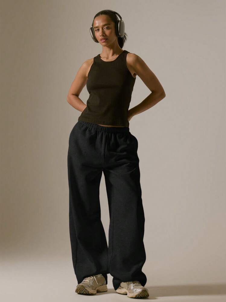 MUSERA Pantaloni della tuta con gamba dritta oversize, casual per vacanze, aeroporto, estate, laurea, ritorno a scuola, insegnanti, donna, autunno, primavera, vacanze - nero - Visualizzare 2
