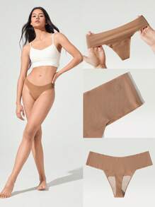 GLOWMODE 2 paquets de culottes-tanga sans couture, respirantes et légères, évacuant la transpiration, à taille basse, pour un port quotidien et les séances d'entraînement