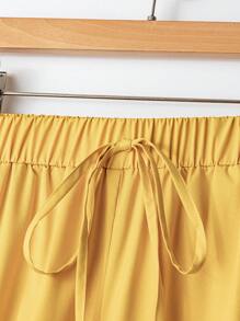 Linhara EMERY ROSE 2 件大码女式花卉印花休闲衬衫和纯色高腰抽绳阔腿裤套装