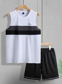 Manfinity Homme Conjunto de Top Tipo Musculosa y Shorts para Hombre, Adecuado para el Verano - Multicolor - Ver 3