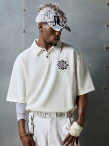 NEON BLANC Áo thun nam cơ bản màu trắng có họa tiết thêu, phong cách đường phố, mùa hè - trắng - Xem 2