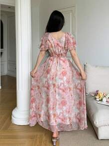 Modelyn 女士优雅花卉印花连衣裙，夏季