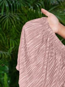 Slaydiva 全新两件套休闲度假褶皱面料细肩带背心和短裤 - 粉色 - 查看 7