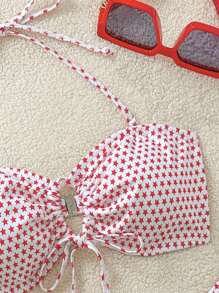 Soleia Set bikini a fascia a nodo con stampa a stelle per donne