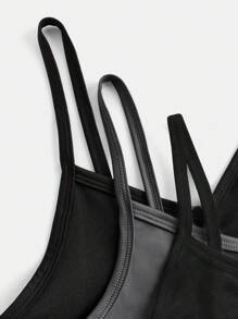 3件套少女简约字母弹力肩带吊带文胸套装