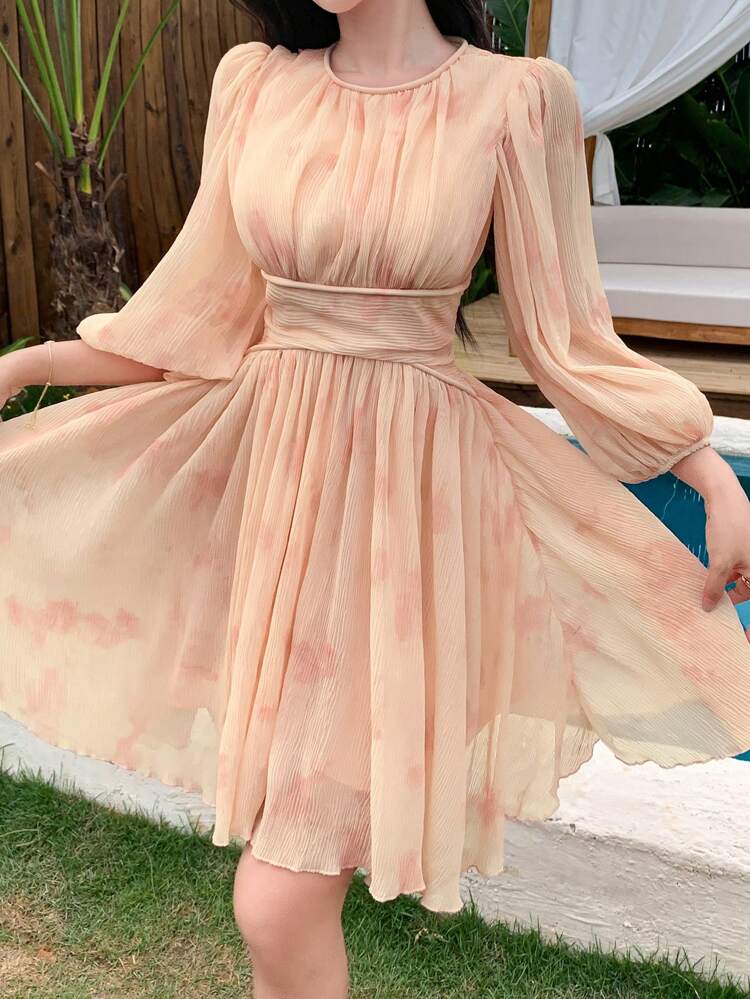 Elegant Purple Midi Dress, French Romantic Summer Wear, Slim Fit Chic Girly Short Dress, Spring & Summer Floral Dresses For Women
