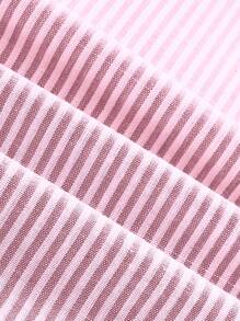 SHEIN 少女蓝白撞色腰部松紧腰休闲百搭梭织条纹阔腿裤 - 粉色 - 查看 6