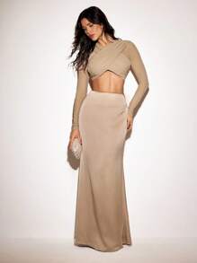 VIOLA AND VESPER Transparent Mesh Criss-Cross Front Long Sleeve Crop Top Women Summer Casual Outfits