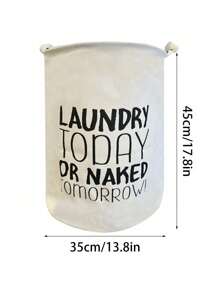 1pc Polyester Laundry Basket, Modern Letter Graphic Laundry Basket For Homelaundry Hamper,Washing Basketbathroom Organizer,Basket,Storage Basket,Foldable Laundry Basket - Beige - View 2