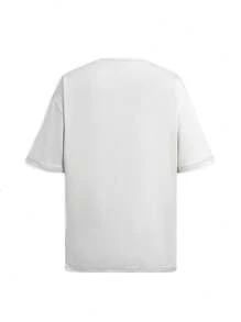 Women's Loose Round Neck Casual Graphic Print Sport T-Shirt, Spring/Summer - White - View 2