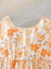 Cozy Pixies 女婴碎花蝴蝶结方领荷叶边袖收腰连衣裙 - 彩色 - 查看 6