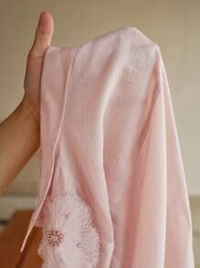 Anewsta 优雅精致的3D立体花卉宽松衬衫，情人节粉色上衣，花朵，优雅，春季 - 粉色 - 查看 8