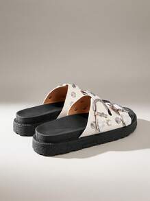 Solecia Sandalias de plataforma retro para mujer, diseño sencillo pero práctico y multiusos - Beis - Ver 3