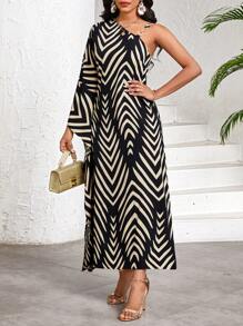 SHEIN Lady Women's Vacation Striped Batwing Loose Casual Maxi Dress