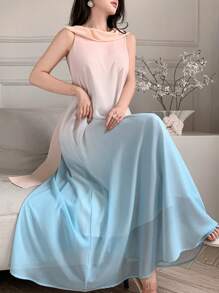 DAZY 优雅扎染渐变露肩连衣裙，休闲/度假，宴会，婚礼 - 粉色 - 查看 4