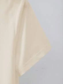 INAWLY Kaos Wanita Lengan Pendek Motif Huruf, Leher Bulat, Kasual, Model Biasa - Aprikot - View 4
