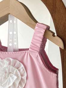 Elegantes & süßes 3D Blumen Ärmellos Rüschen Top & Lässig Hosen Set für Kleine Mädchen