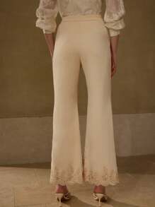 MOTF PREMIUM APPLIQUES DETAIL FLARE LEG SUIT PANTS - White - View 3