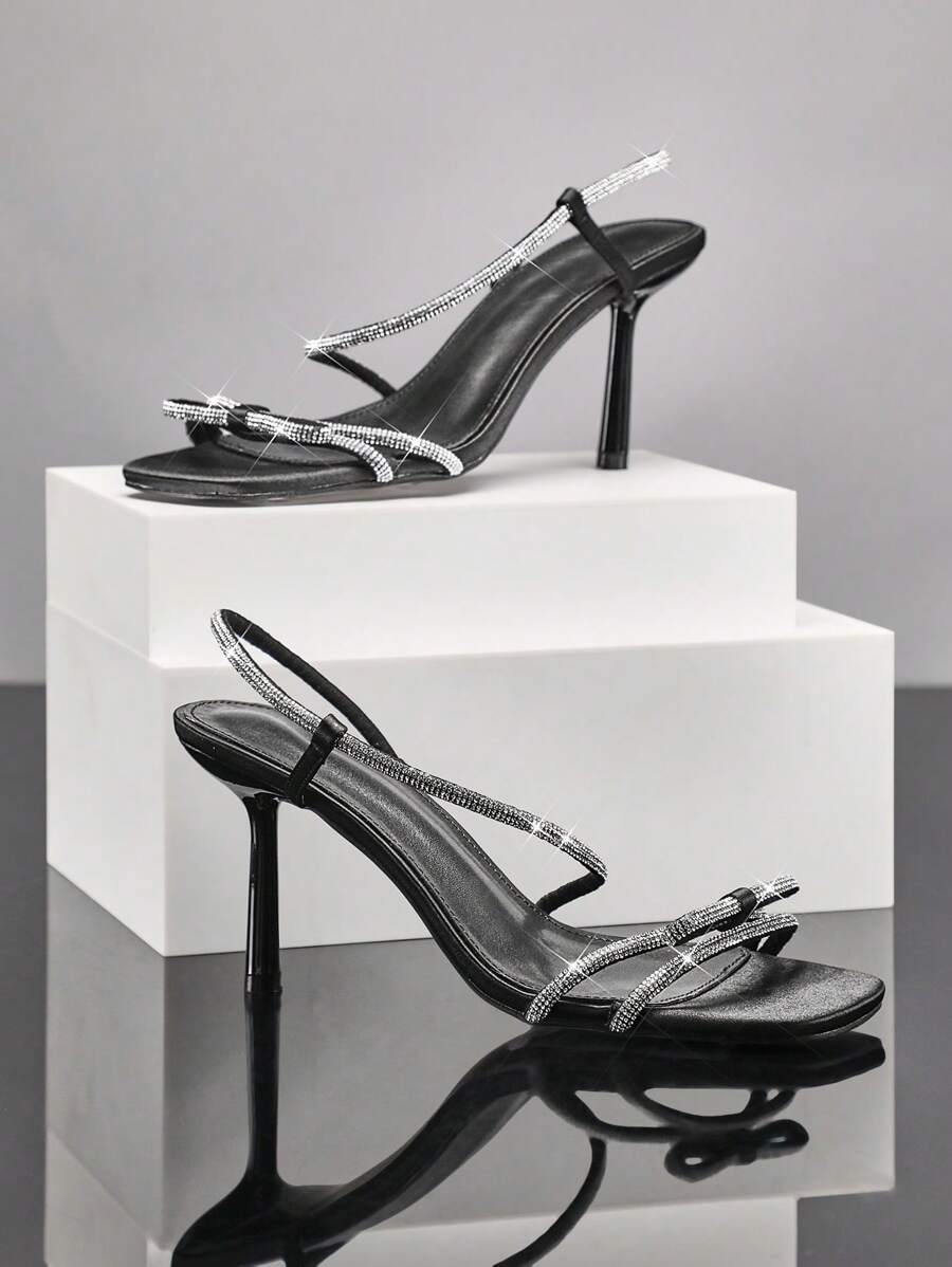 SHUZIA Women's Fashion ,Gems , Shinning Butterfly High Heel Sandals - Black - View 1
