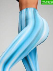 Innovista Seamless Workout Leggings, Tummy Control Gym Pants, Sweat-Wicking & Stretch Fit Activewear, Breathable Dry-Fit Fabric, Sculpting Shapewear, Butt-Lifting, Compression & Comfy, High-Rise, Tie-Dye, Aurora, Ombre, Fitness Print, Blue, Weightlifting, Physical Strength Training, Dumbbell Weight, Outdoor, Running,   Aerobic Exercise, Yoga & Pilates, Boxing - Multicolor - View 2