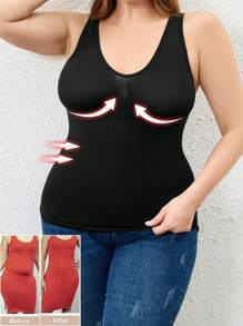SHEIN Plus Size Women Solid Color Tank Top - Black - View 6