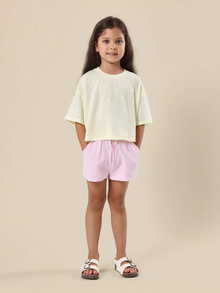 Seersucker Shorts Cropped T-Shirt Co-Ords