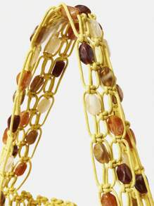 Maija 女士波西米亚镂空度假单肩包 - 黃色 - 查看 3