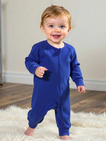 SHEIN 新生儿绿色系列连体衣，休闲日常服装，时尚长袖连体衣，适合春秋夏季