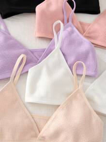 Girls' Waffle Fabric Cute & Sweet Short Casual Comfortable Soft 5pcs Underwear Set - متعدد الألوان - مشاهدة 3