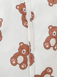 4pcs Set Newborn Simple Cute Bear Print Long Sleeve Footed Romper Pajamas - Royal Blue - View 5