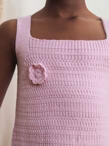 Maija Kids Maija Kids Young Girls Knitted Floral 3D Strap Dresses,In Fall/Winter