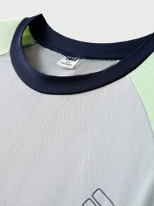 Back To School Clothes, Tween Girl And Boy Clothes Outdoor Professional Sports Short Sleeve T-Shirt, Children's Round Neck Patchwork Contrast Color Professional Outdoor Sports T-Shirt - Multicolor - View 5