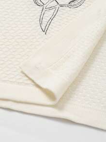 Manfinity RSRT 男士花卉刺绣前扣休闲短袖针织上衣沙滩装 - 白色 - 查看 7