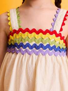 SHEIN 年轻女孩的可爱彩色Z字形吊带夏装 - 彩色 - 查看 2