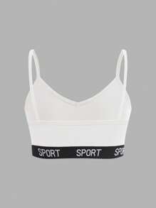 少女简约字母弹力细肩带交叉后背文胸 3 件套 - 黑與白 - 查看 9