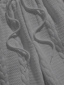 AXEPEAK 2pcs Knitted Casual Print Set Summer Outfit, Streetwear Essentials - Light Grey - View 3