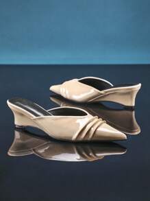 SHUZIA Women's Pointed Toe, Elegant Fashionable Slip-On Wedges - Beige - View 4