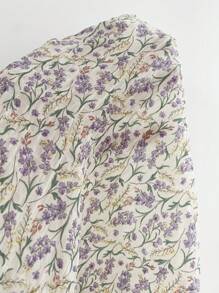 DAZY 女款碎花荷叶边纹理圆领泡泡袖 T 恤，春夏