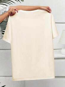 DrmWander Retro Crawfish Graphic Loose Round Neck Women Plus Size T-Shirt, Vintage Aesthetic Crawfish Summer Design, Casual Tee - Beige - View 4