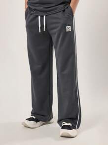 SUMWON 青少年运动套装两件套，包括运动背心和阔腿裤，无袖设计，现代运动服，训练服，休闲运动套装 - 深灰色 - 查看 4