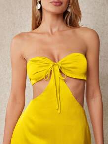 L'Amorae Women's Sexy Backless Bandeau Jumpsuit, Summer - Yellow - View 3