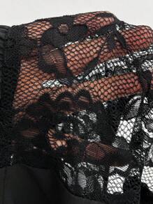 Viva Relle Plus Size Sheer Black Romantic & Elegant Blouse With Cap Sleeves - Black - View 6