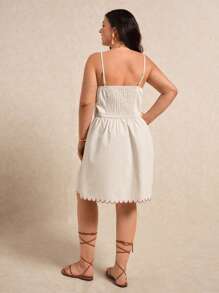 Elaquor Plus Size Women Floral Print Elegant Slip Dress - White - View 5