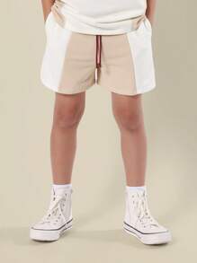 SUMWON Conjunto deportivo casual de verano estilo varsity de Los Ángeles, California, con sudadera y pantalón corto, estilo callejero, ropa deportiva con camiseta raglan oversize
