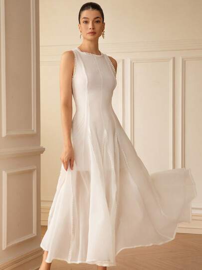 Aveloria Rosie Luxurious French Style Noble Lady Design Oversized Ruffle Hem Flare Sleeve Textured Fabric Dress For Women Elegant FashionableOld Money Style  For Summer Spring Fall Autumn