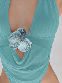 Aloruh 女士优雅性感露背吊带连衣裙 - 薄荷藍 - 查看 6